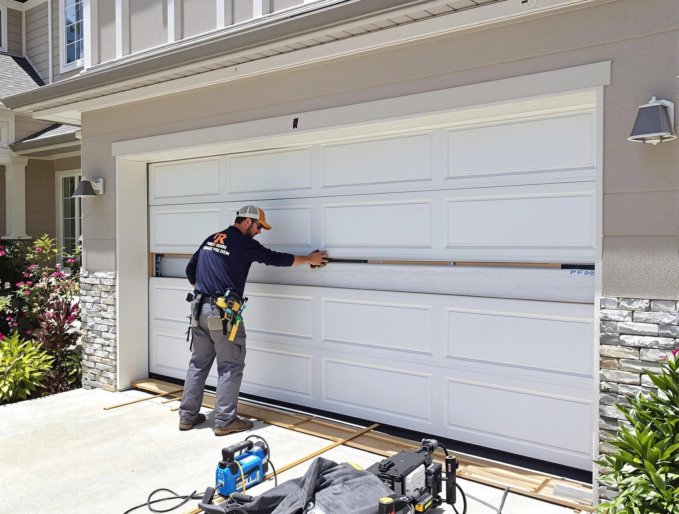 Garfield Garage Door Repair team performing complete garage door replacement at Garfield residence