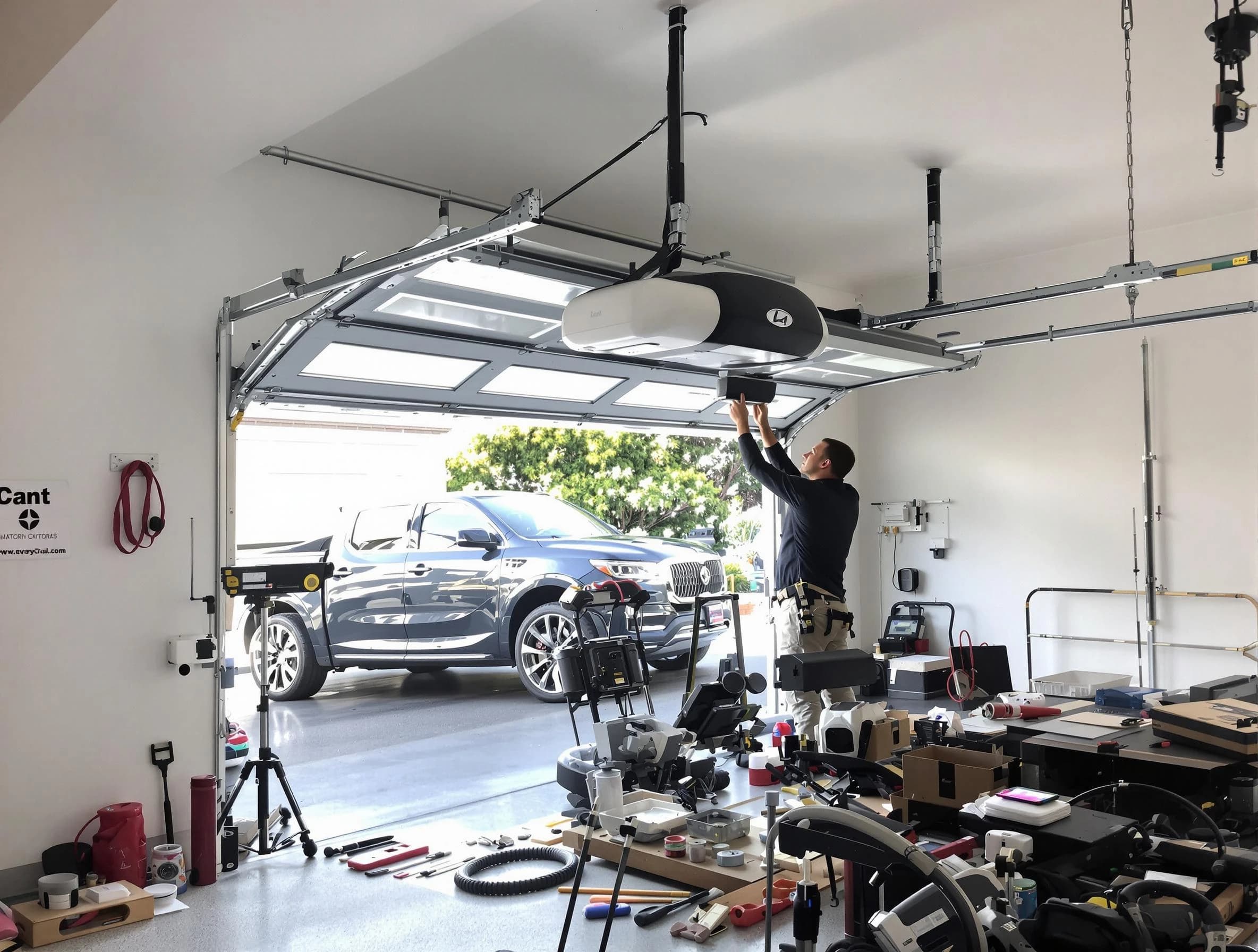 Garfield Garage Door Repair specialist installing smart garage door opener system in Garfield home