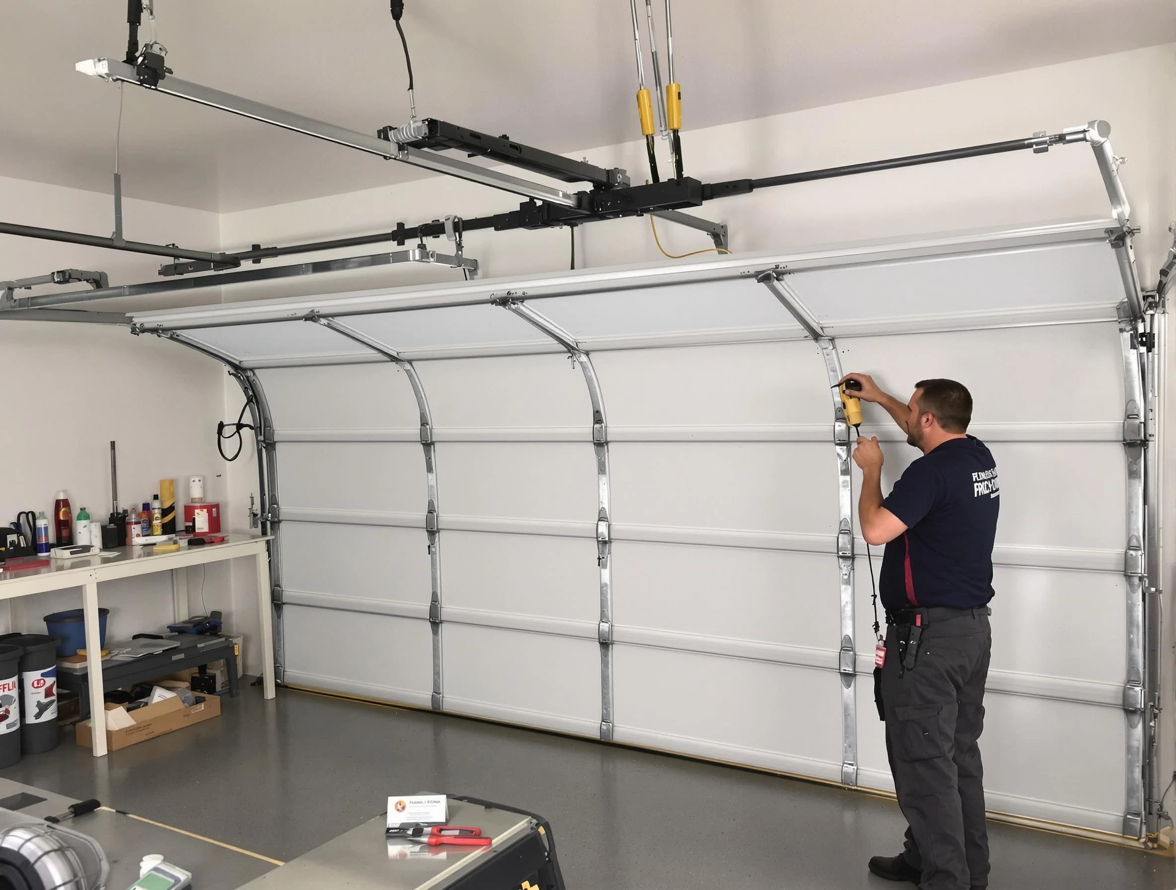 Garfield Garage Door Repair certified technician performing overhead door system repair in Garfield