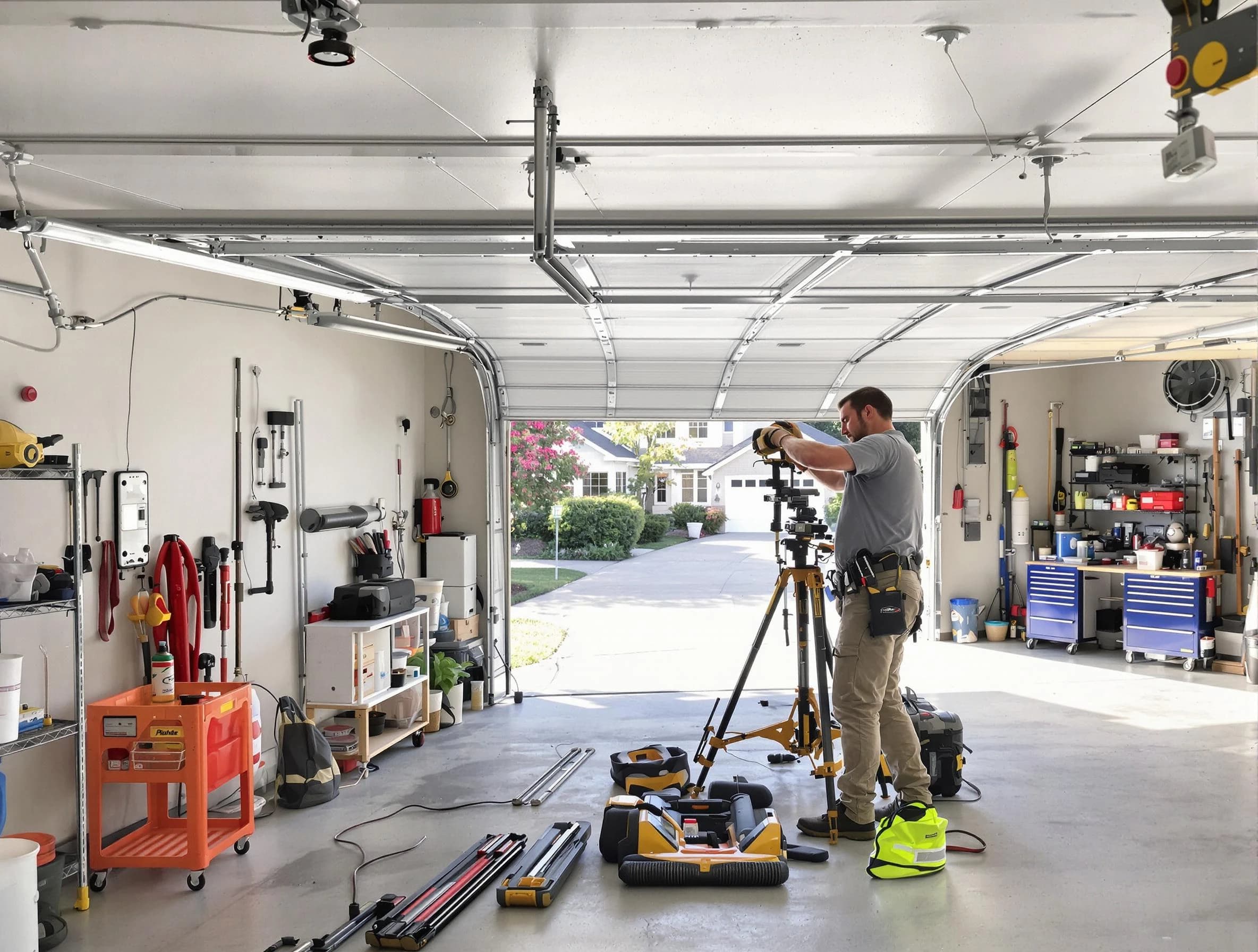 Garfield Garage Door Repair specialist performing laser-guided track alignment in Garfield