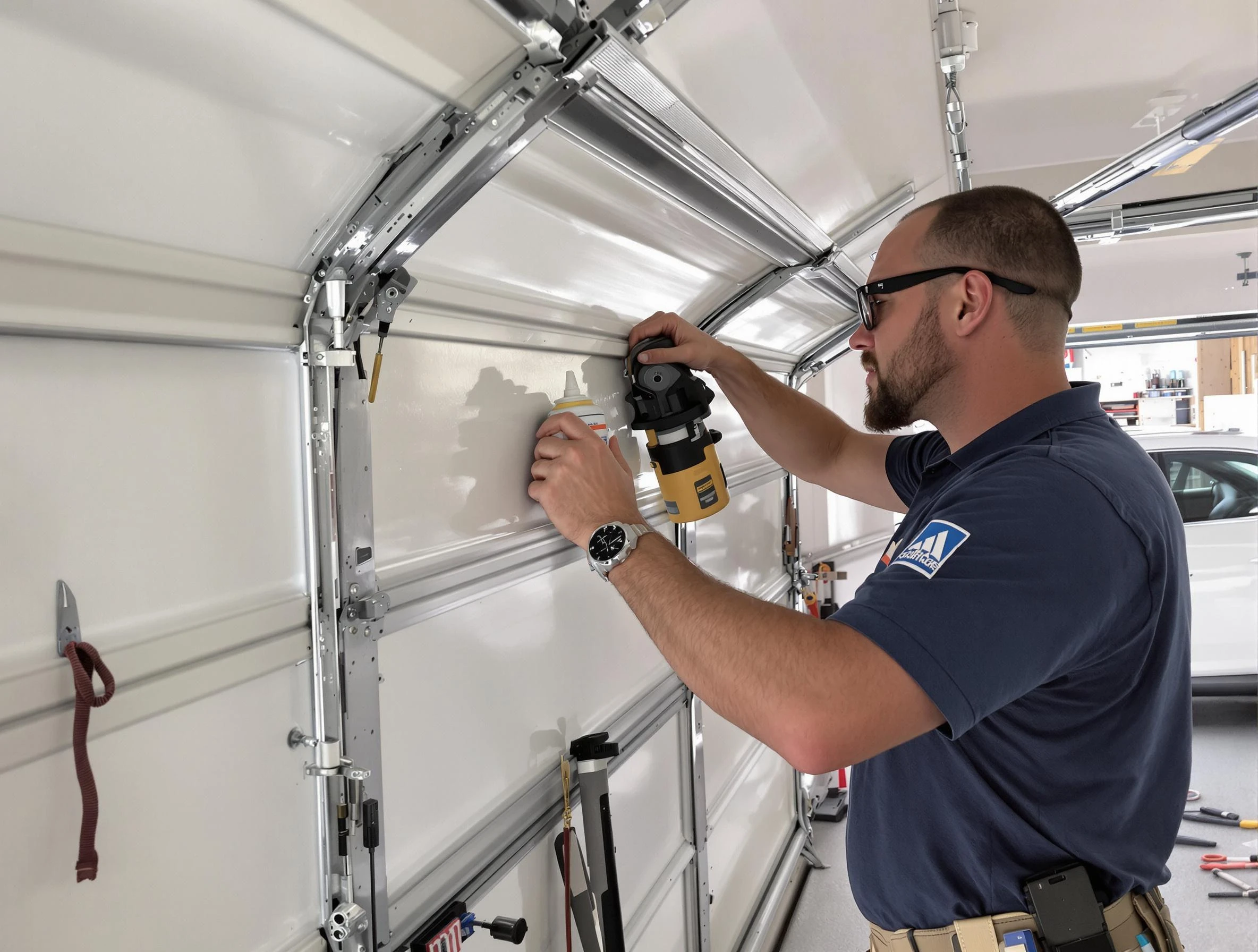 Garfield Garage Door Repair technician quieting a noisy garage door in Garfield